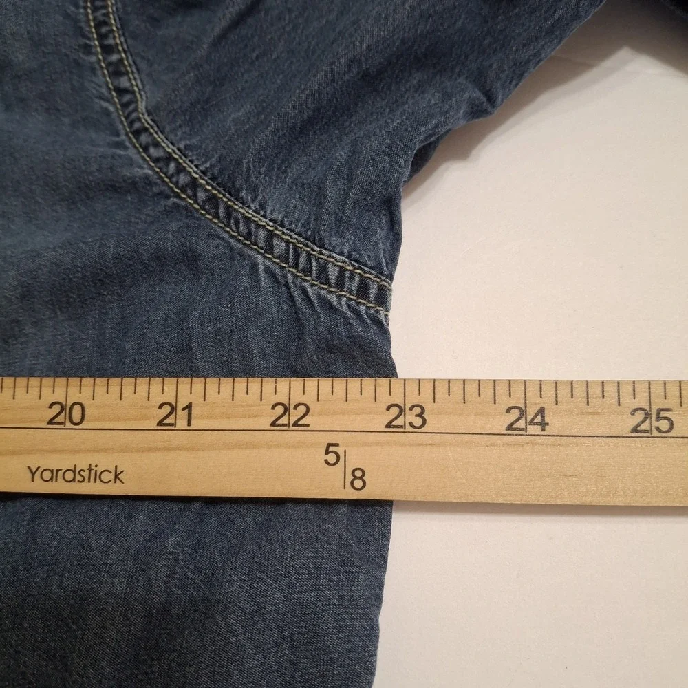 Vintage Banana Republic Denim Shirt M Blue Contrast Cuffs‎ Double Pocket Cotton